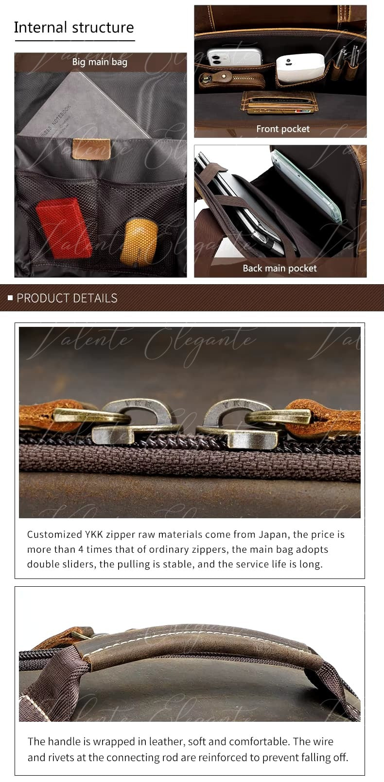 Ryggsekk av lær Valente Elegante