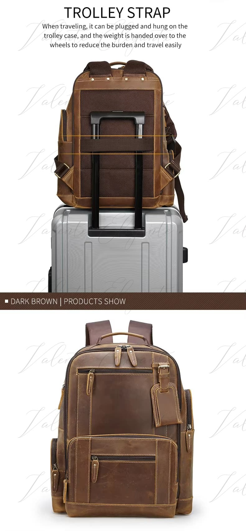 Ryggsekk av lær Valente Elegante