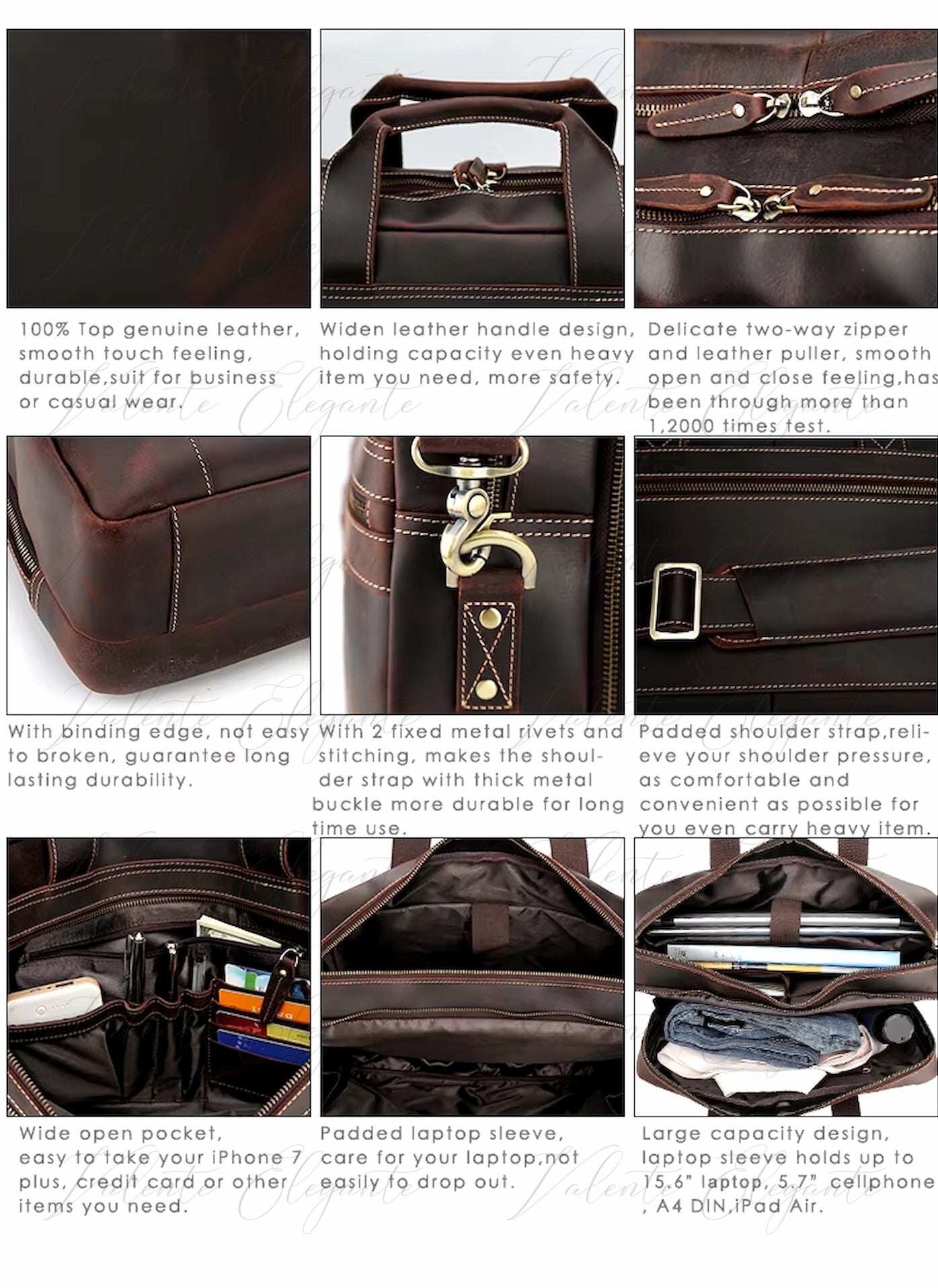 Dokument- og PC-veske av lær Valente Elegante® - Valente Elegante Leather