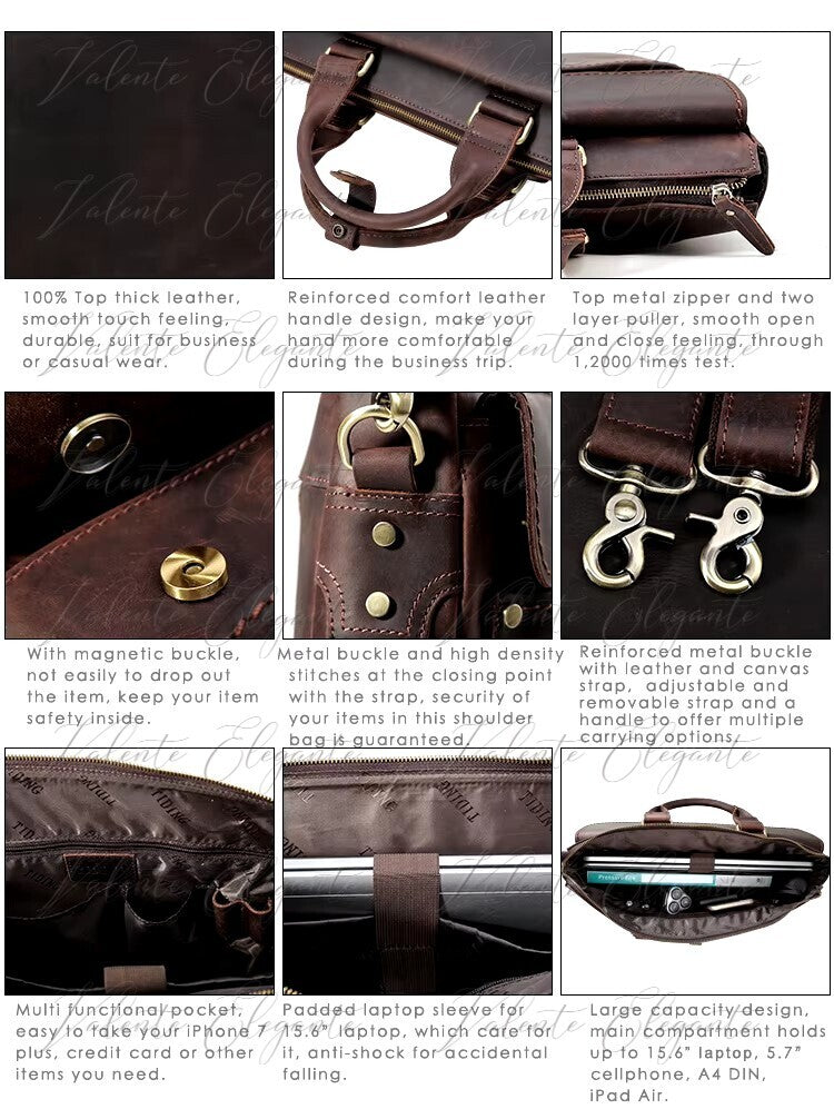 Laptop veske av lær Valente Elegante® - Valente Elegante Leather