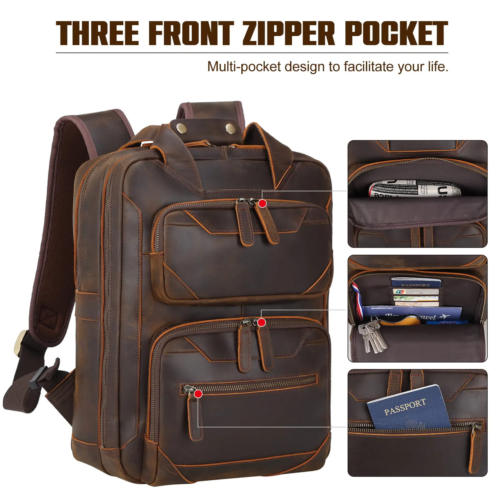 Ryggsekk av lær Valente Elegante