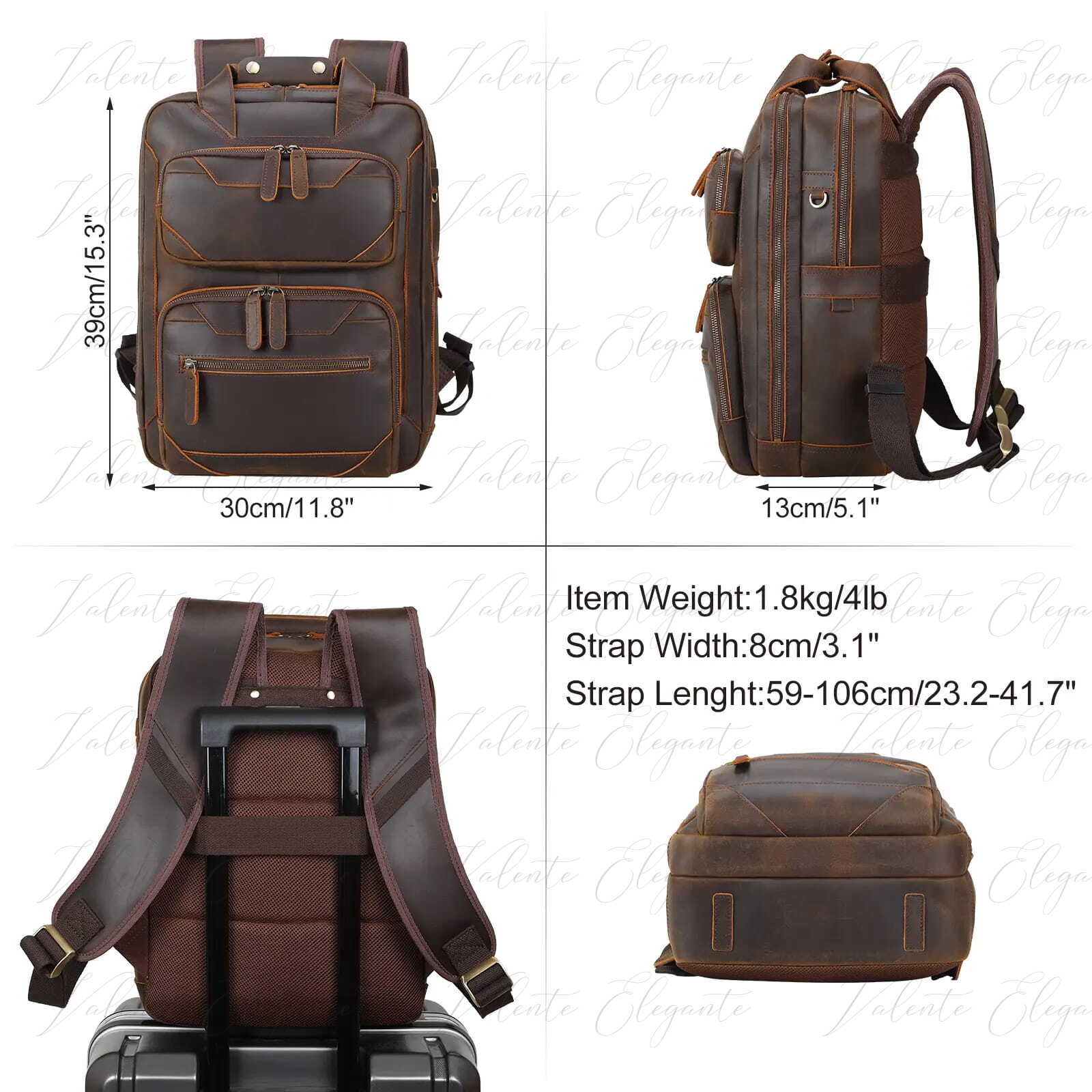 Ryggsekk av lær Valente Elegante